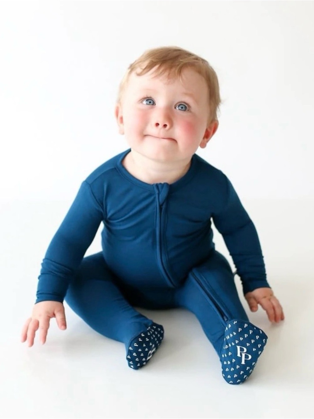 Posh Peanut Sailor Blue Bamboo Footie 3-6 months
